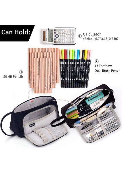 Büyük Kapasiteli Kalem Kutusu Tuval Yüksek Büyük Depolama Kılıfı Marker Kalem Kutusu Basit Kırtasiye Çantası Okul Koleji Ofis Organizatör Öğrenci Için-Siyah (Yurt Dışından) fırsatları