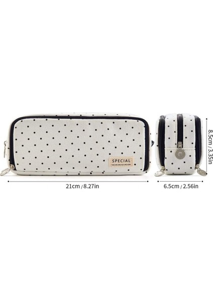 Büyük Kalem Kutusu Büyük Kapasiteli 3 Bölmeli Genç Erkek Kız Okul Öğrencileri Için Tuval Kalem Çantası (Siyah Nokta) (Yurt Dışından) modelleri