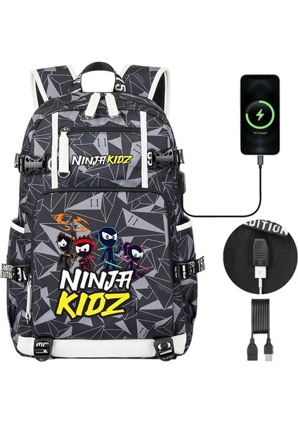 Karikatür Ninja Kidz Çocuk Sırt Çantası Erkek Kız Öğrenciler Schoolbag Yüksek Kaliteli USB Şarj Gençler Dizüstü Omuz Çantası (Yurt Dışından) indirimleri