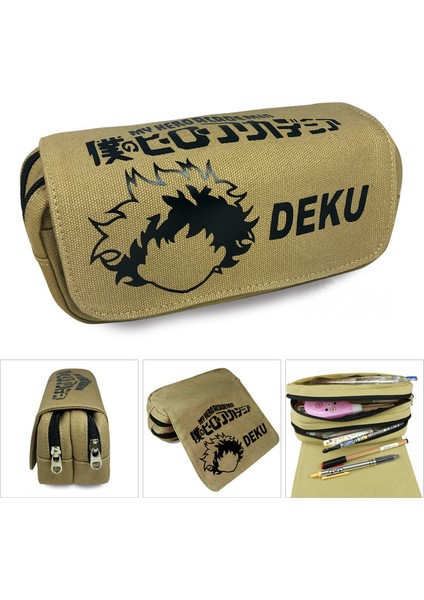 My Hero Academia Tuval Büyük Kapasiteli Çift Katmanlı Kalem Çantası Anime Kırtasiye Kutusu Öğrenci Kırtasiye Kalem Çantası (Yurt Dışından)