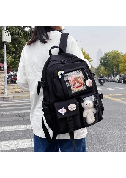 Kawaii Kadın Omuzdan Askili Çanta Tiki Tarzı Büyük Kapasiteli Çok Fonksiyonlu Sırt Çantası Genç Kız Karikatür Su Geçirmez Laptop Çantaları (Yurt Dışından) modelleri