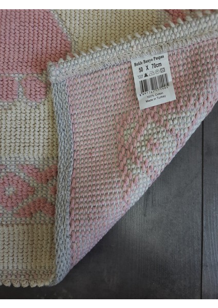 Soffy Pamuklu Pembe & Krem Ayak Paspası Ayak Havlusu 50X70 cm Banyo Paspası modelleri