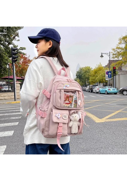 Kawaii Estetik Kadın Sırt Çantası Okul Çantası Genç Kızlar Için Japon Kore Sırt Çantası Öğrenci Okul Çantalarını Sevimli Erişimci ile Mochila (Yurt Dışından) modelleri