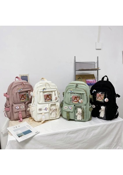 Kawaii Estetik Kadın Sırt Çantası Okul Çantası Genç Kızlar Için Japon Kore Sırt Çantası Öğrenci Okul Çantalarını Sevimli Erişimci ile Mochila (Yurt Dışından) fırsatları