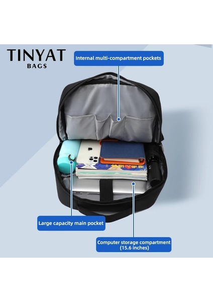 Tınyat Erkekler 15.6 Inç Dizüstü Sırt Çantaları Iş Seyahati Su Geçirmez Omuzdan Askili Çanta Genç Için Hafif Büyük Kapasiteli Okul Sırt Çantası (Yurt Dışından) fırsatları