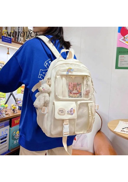 Kawaii Kadın Omuzdan Askili Çanta Tiki Tarzı Büyük Kapasiteli Çok Fonksiyonlu Sırt Çantası Genç Kız Karikatür Su Geçirmez Laptop Çantaları (Yurt Dışından) fiyatları