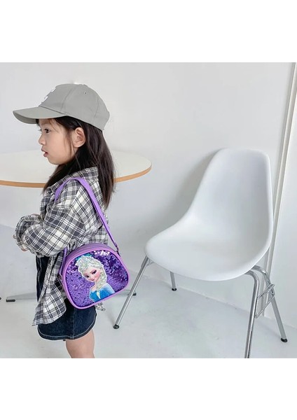 Disney Çocuk Crossbody Çanta Payetler Elsa Prenses Kız Çanta Çok Fonksiyonlu Pu Deri Çanta Doğum Günü Hediyesi (Yurt Dışından) modelleri