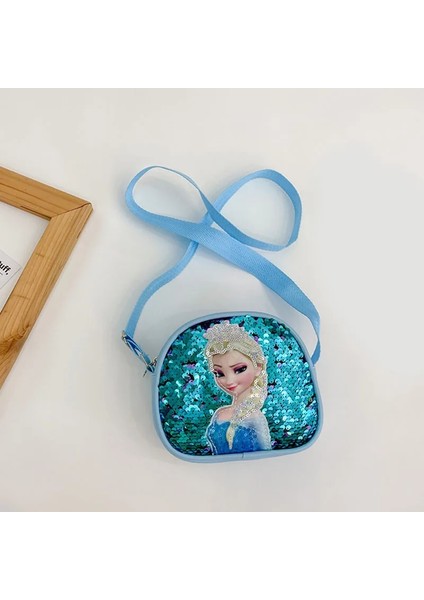 Disney Çocuk Crossbody Çanta Payetler Elsa Prenses Kız Çanta Çok Fonksiyonlu Pu Deri Çanta Doğum Günü Hediyesi (Yurt Dışından)