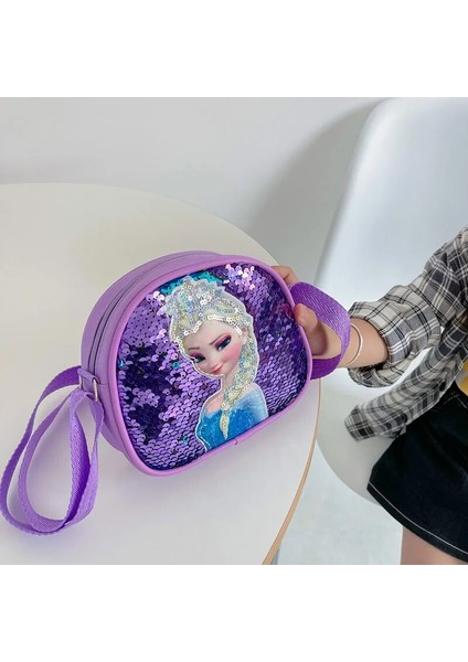 Disney Çocuk Crossbody Çanta Payetler Elsa Prenses Kız Çanta Çok Fonksiyonlu Pu Deri Çanta Doğum Günü Hediyesi (Yurt Dışından) fiyatları