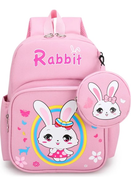 Karikatür Okul Sırt Çantası Öğrenci Için Unicorn Tavşan Baskı Okul Çantası Erkek Kız Anaokulu Bebek Çocuk Sırt Çantası ile Bozuk Para Cüzdanı (Yurt Dışından)