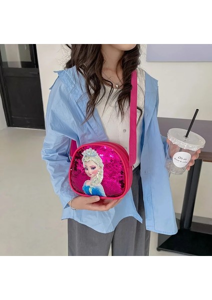 Disney Çocuk Crossbody Çanta Payetler Elsa Prenses Kız Çanta Çok Fonksiyonlu Pu Deri Çanta Doğum Günü Hediyesi (Yurt Dışından)