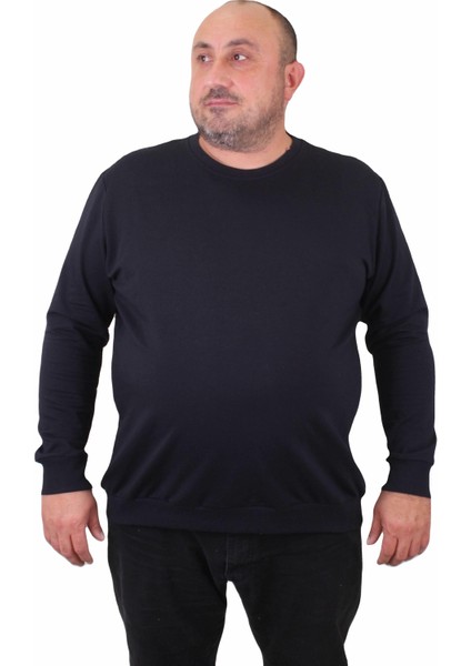 Mocgrande Büyük Beden Sıfır Yaka Classic Sweat 23216 Lacıvert