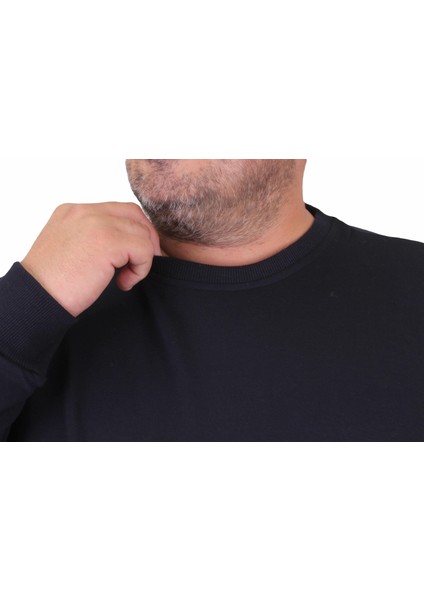 Mocgrande Büyük Beden Sıfır Yaka Classic Sweat 23216 Lacıvert fırsatları