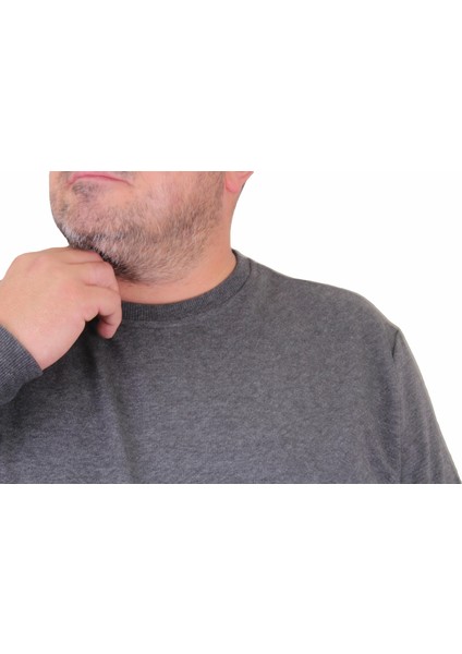 Mocgrande Büyük Beden Sıfır Yaka Classic Sweat 23216 Antrasıt fırsatları