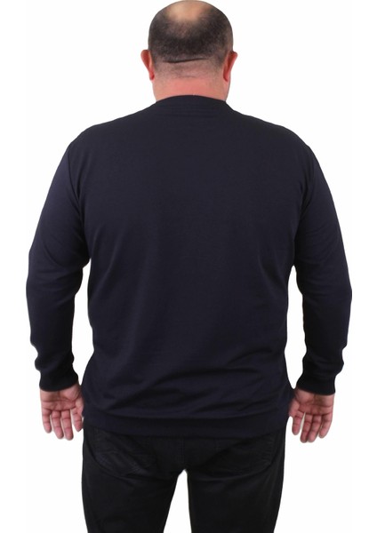Mocgrande Büyük Beden Sıfır Yaka Classic Sweat 23216 Lacıvert modelleri