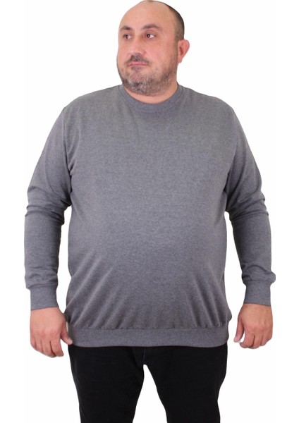 Mocgrande Büyük Beden Sıfır Yaka Classic Sweat 23216 Grı