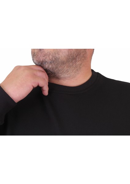 Mocgrande Büyük Beden Sıfır Yaka Classic Sweat 23216 Sıyah fırsatları