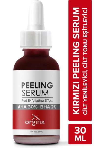 Canlandırıcı & Cilt Tonu Eşitleyici Yüz Kırmızı Peeling Serum 30 ml (Aha 10% + Bha 2%)