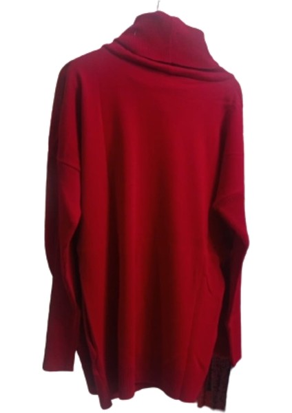 Bordo Şal Yaka Ince Triko Tunik Kazak modelleri