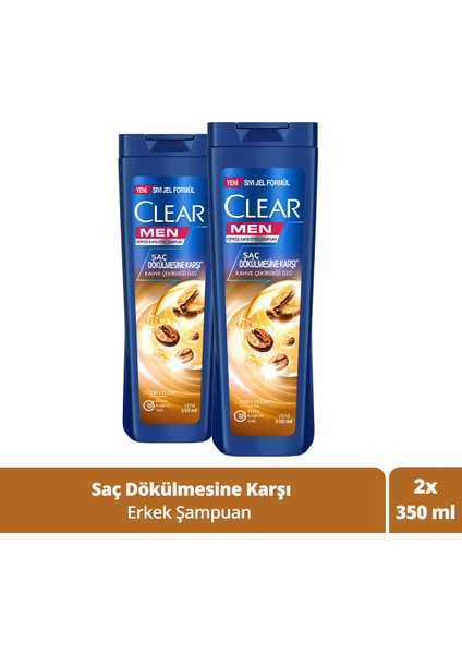 Men Kepeğe Karşı Etkili Şampuan Saç Dökülmesine Karşı Kahve Çekirdeği Özü 350 ml X2 Adet