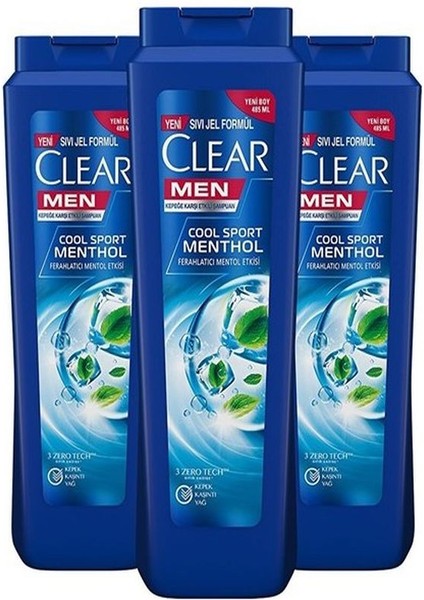 Erkek Şampuan Cool Sport Menthol Kepeğe Karşı Etkili 485 ml x 3 Adet