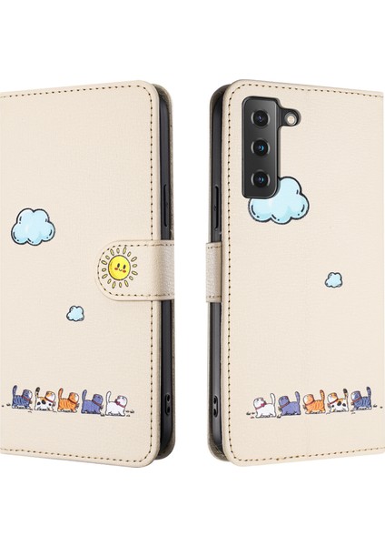 Samsung Galaxy S21 Fe Kart Tutuculu Deri Manyetik Folyo Kapak, Kickstand - Tpu Darbeye Dayanıklı Dayanıklı Koruyucu Telefon Kılıfı (Yurt Dışından) fiyatları