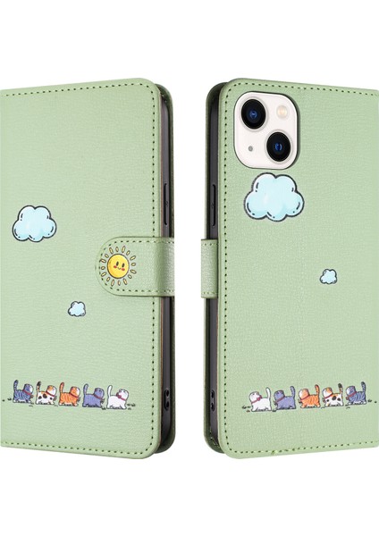 Apple iPhone 13 Mini Kart Tutuculu Deri Manyetik Folyo Kapak, Kickstand - Tpu Darbeye Dayanıklı Dayanıklı Koruyucu Telefon Kılıfı (Yurt Dışından) fiyatları