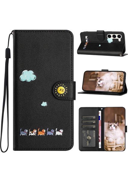 Samsung Galaxy S23 Kart Tutuculu Deri Manyetik Folyo Kapak, Kickstand - Tpu Darbeye Dayanıklı Dayanıklı Koruyucu Telefon Kılıfı (Yurt Dışından)