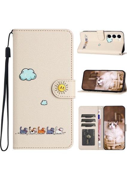 Samsung Galaxy S23 Kart Tutuculu Deri Manyetik Folyo Kapak, Kickstand - Tpu Darbeye Dayanıklı Dayanıklı Koruyucu Telefon Kılıfı (Yurt Dışından)