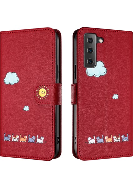 Samsung Galaxy S21 Fe Kart Tutuculu Deri Manyetik Folyo Kapak, Kickstand - Tpu Darbeye Dayanıklı Dayanıklı Koruyucu Telefon Kılıfı (Yurt Dışından) fiyatları