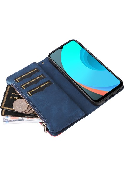 Durumda Oppo Realme C11 Dokuz Kart Yuvalı Zip Cüzdan Suni Deri Manyetik Kapatma Telefon Kılıfı (Yurt Dışından)