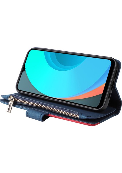 Durumda Oppo Realme C11 Dokuz Kart Yuvalı Zip Cüzdan Suni Deri Manyetik Kapatma Telefon Kılıfı (Yurt Dışından)