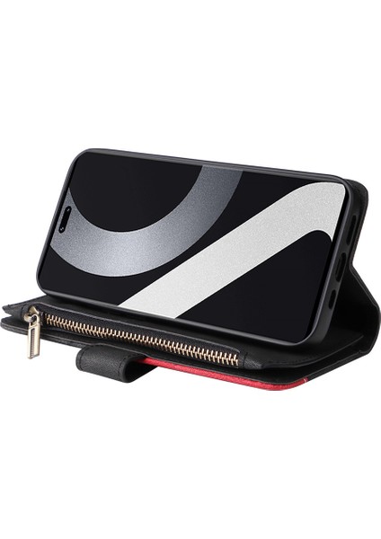 Durumda Xiaomi Mi 13 Lite Dokuz Kart Yuvalı Zip Cüzdan Suni Deri Manyetik Kapatma Telefon Kılıfı (Yurt Dışından)