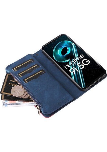 Durumda Oppo Realme 9i 5g Dokuz Kart Yuvalı Zip Cüzdan Suni Deri Manyetik Kapatma Telefon Kılıfı (Yurt Dışından) fırsatları