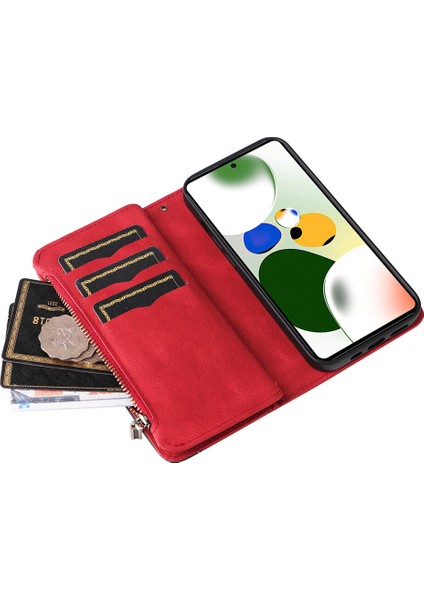 Durumda Xiaomi Poco X5 Pro 5g Dokuz Kart Yuvalı Zip Cüzdan Suni Deri Manyetik Kapatma Telefon Kılıfı (Yurt Dışından) fırsatları