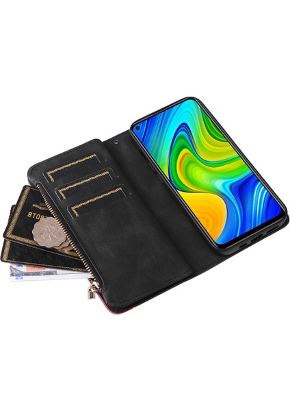 Durumda Xiaomi Redmi Note 9 4g Dokuz Kart Yuvalı Zip Cüzdan Suni Deri Manyetik Kapatma Telefon Kılıfı (Yurt Dışından) fırsatları