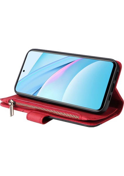 Durumda Xiaomi Mi 10T Lite Dokuz Kart Yuvalı Zip Cüzdan Suni Deri Manyetik Kapatma Telefon Kılıfı (Yurt Dışından)