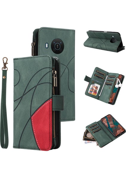 Durumda Nokia X20/X10 Dokuz Kart Yuvalı Zip Cüzdan Suni Deri Manyetik Kapatma Telefon Kılıfı (Yurt Dışından)