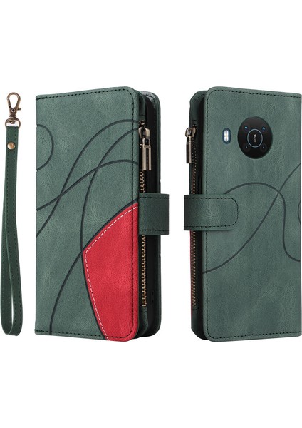 Durumda Nokia X20/X10 Dokuz Kart Yuvalı Zip Cüzdan Suni Deri Manyetik Kapatma Telefon Kılıfı (Yurt Dışından)