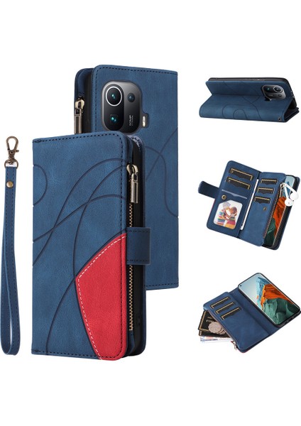 Durumda Xiaomi Mi 11 Pro Dokuz Kart Yuvalı Zip Cüzdan Suni Deri Manyetik Kapatma Telefon Kılıfı (Yurt Dışından)