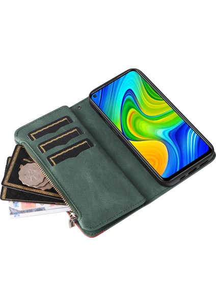 Durumda Xiaomi Redmi Note 9 4g Dokuz Kart Yuvalı Zip Cüzdan Suni Deri Manyetik Kapatma Telefon Kılıfı (Yurt Dışından) fırsatları