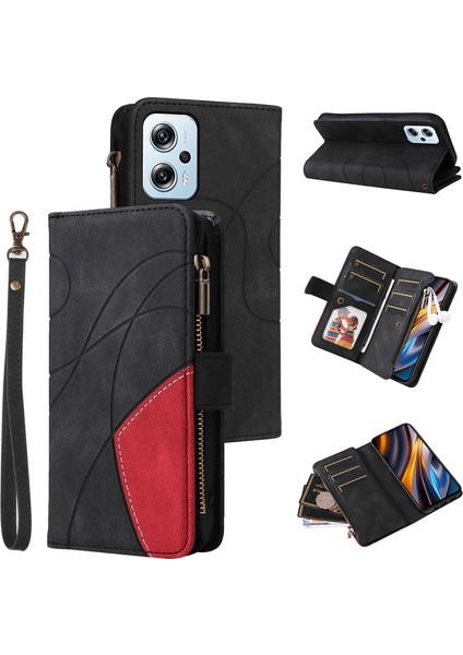 Durumda Xiaomi Poco X4 Gt Dokuz Kart Yuvalı Zip Cüzdan Suni Deri Manyetik Kapatma Telefon Kılıfı (Yurt Dışından)