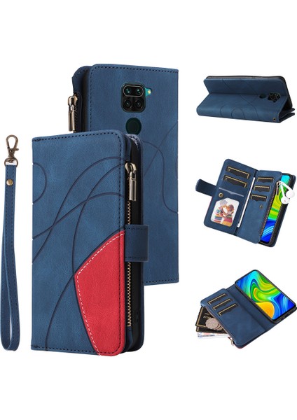 Durumda Xiaomi Redmi Note 9 4g Dokuz Kart Yuvalı Zip Cüzdan Suni Deri Manyetik Kapatma Telefon Kılıfı (Yurt Dışından)