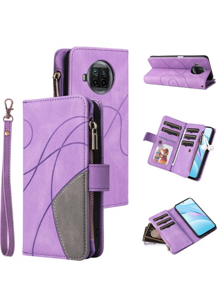 Durumda Xiaomi Mi 10T Lite Dokuz Kart Yuvalı Zip Cüzdan Suni Deri Manyetik Kapatma Telefon Kılıfı (Yurt Dışından)