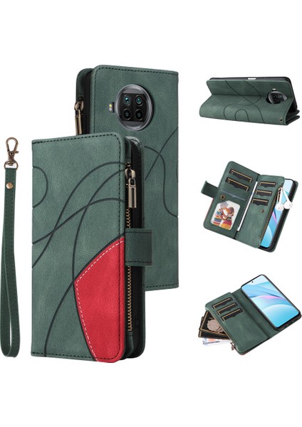 Durumda Xiaomi Mi 10T Lite Dokuz Kart Yuvalı Zip Cüzdan Suni Deri Manyetik Kapatma Telefon Kılıfı (Yurt Dışından)