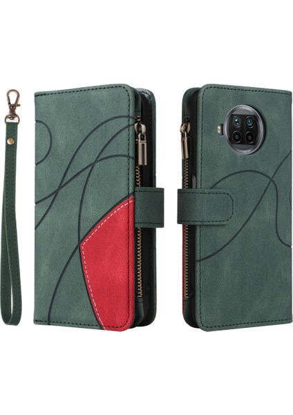 Durumda Xiaomi Mi 10T Lite Dokuz Kart Yuvalı Zip Cüzdan Suni Deri Manyetik Kapatma Telefon Kılıfı (Yurt Dışından)