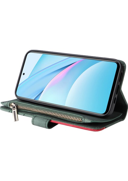 Durumda Xiaomi Mi 10T Lite Dokuz Kart Yuvalı Zip Cüzdan Suni Deri Manyetik Kapatma Telefon Kılıfı (Yurt Dışından)