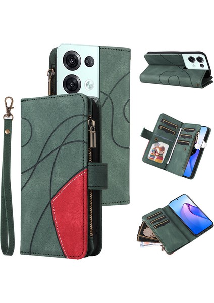 Durumda Oppo Reno 8 Pro 5g Dokuz Kart Yuvalı Zip Cüzdan Suni Deri Manyetik Kapatma Telefon Kılıfı (Yurt Dışından)