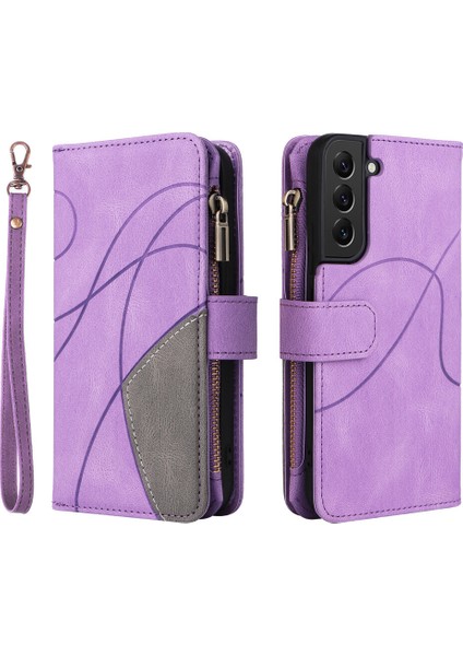 Durumda Samsung Galaxy S22 Plus Dokuz Kart Yuvalı Zip Cüzdan Suni Deri Manyetik Kapatma Telefon Kılıfı (Yurt Dışından) modelleri