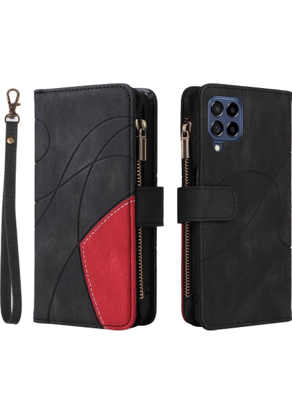 Durumda Samsung Galaxy M53 5g Dokuz Kart Yuvalı Zip Cüzdan Suni Deri Manyetik Kapatma Telefon Kılıfı (Yurt Dışından) modelleri